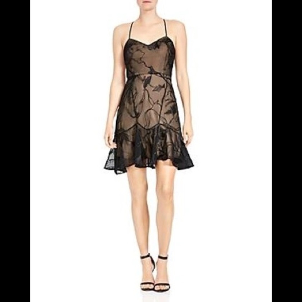 Halston Heritage Soutache Spaghetti Strap Dress
